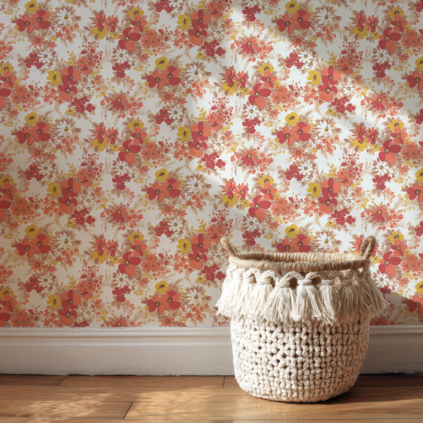 Meg Retro Floral in Coral Pink