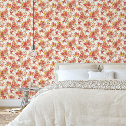 Meg Retro Floral in Coral Pink