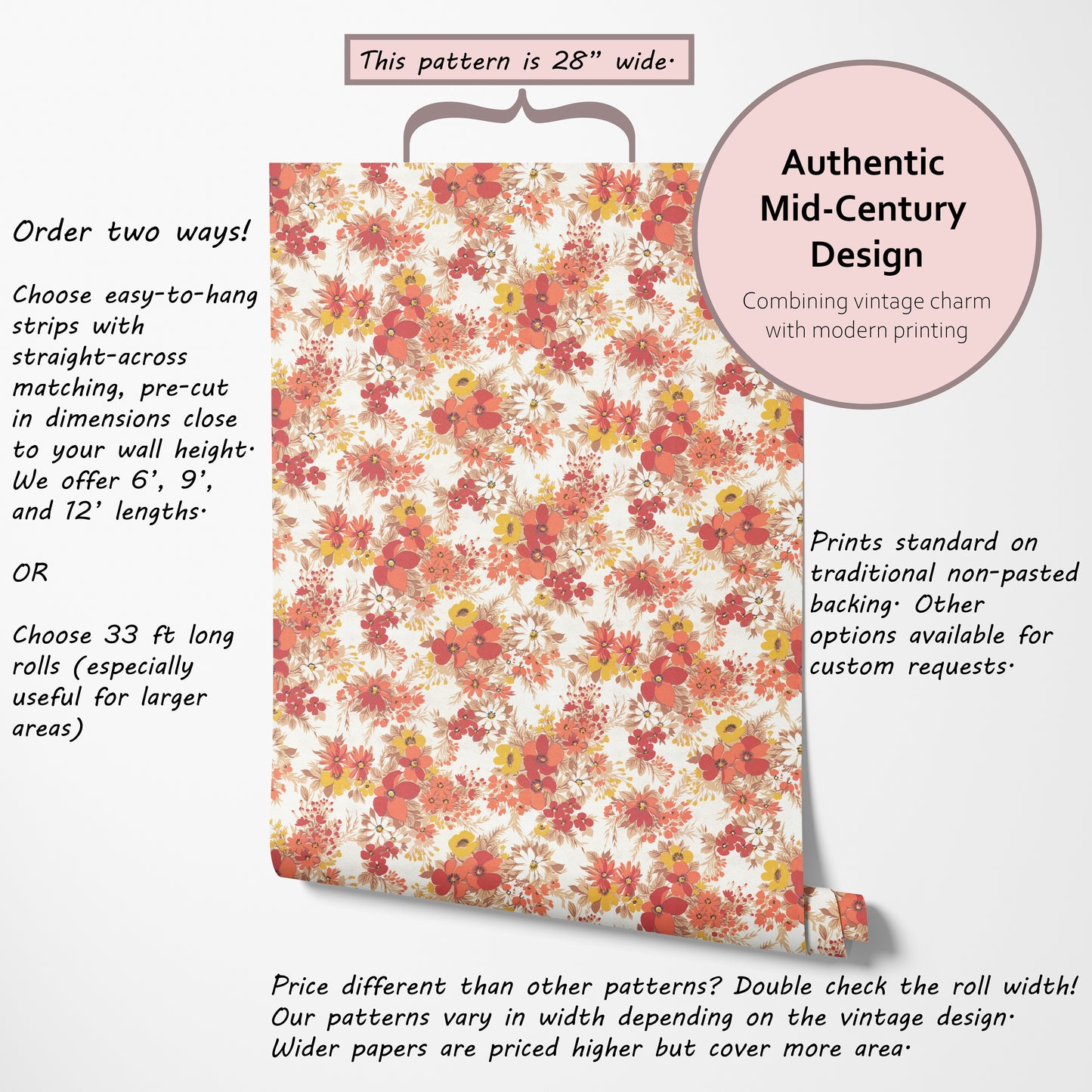 Meg Retro Floral in Coral Pink
