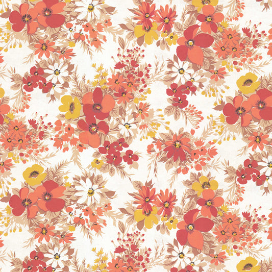Meg Retro Floral in Coral Pink