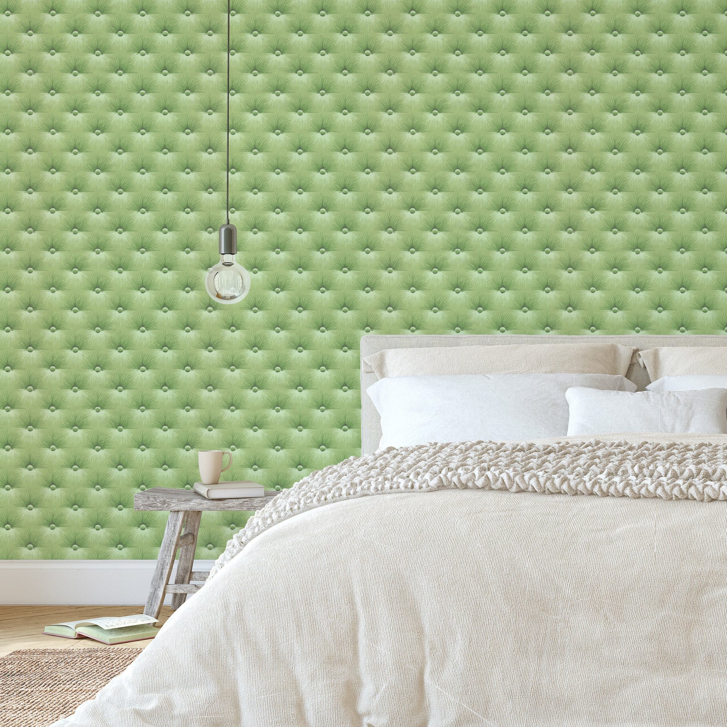 Mitzi Button Tuft Texture in Green