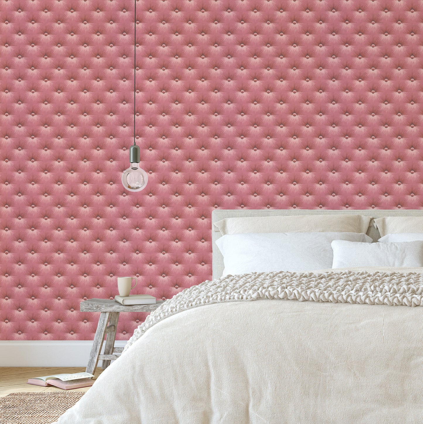 Mitzi Button Tuft Texture in Raspberry Pink