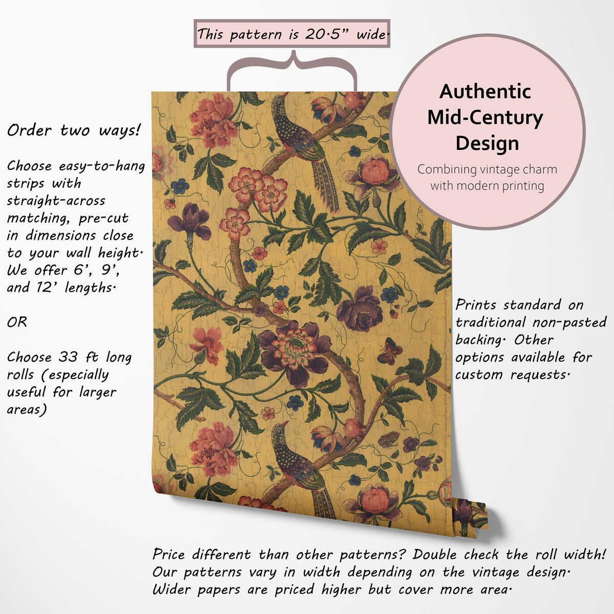 Corbin Antique Floral and Bird