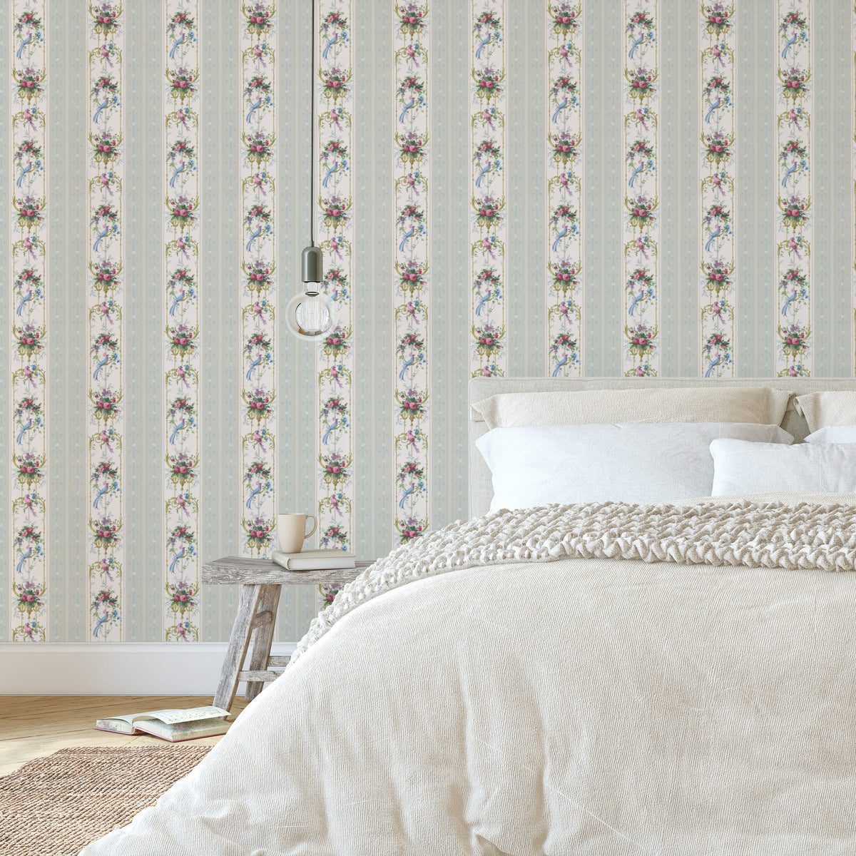 Alouette Floral and Bird Stripe