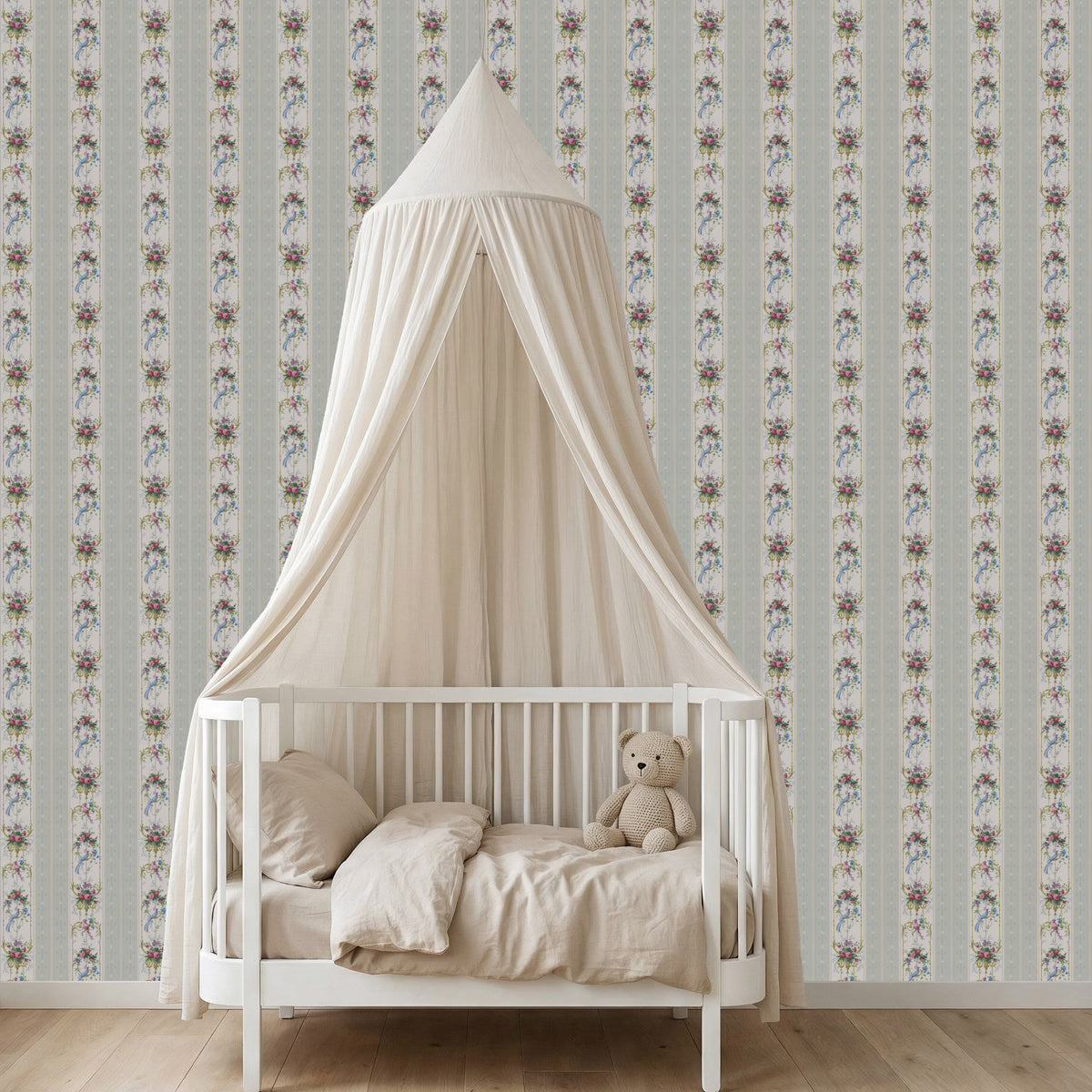 Alouette Floral and Bird Stripe