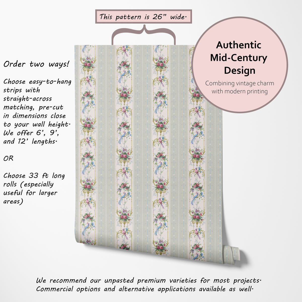 Alouette Floral and Bird Stripe