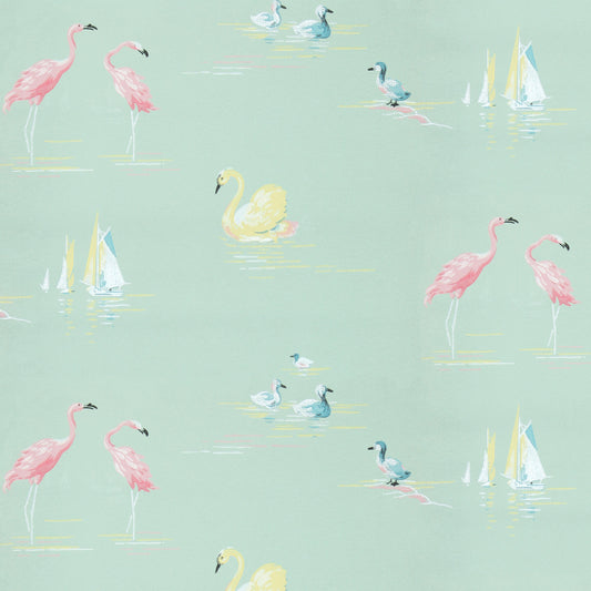 Flamingo and Swans Midcentury Bathroom