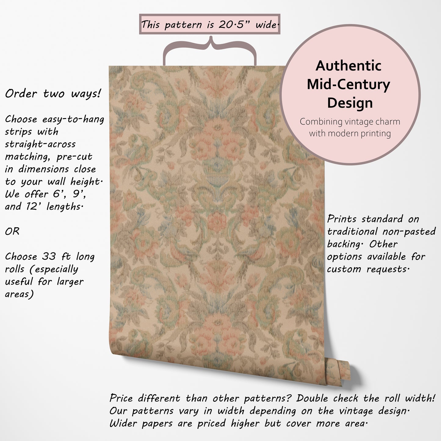 Edith Antique Floral Damask