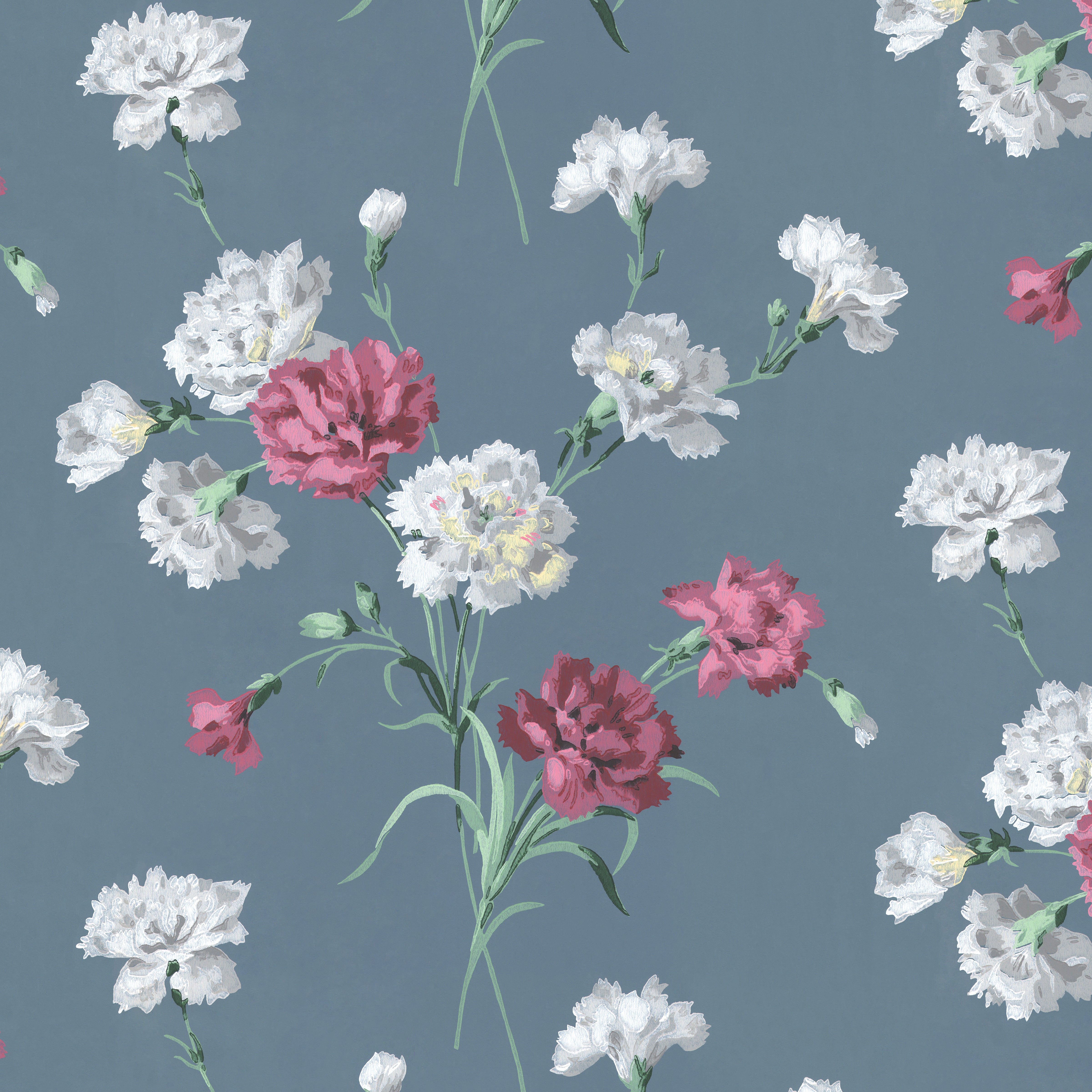 Dyllis Carnations Floral - 1950s Vintage Wallpaper Reproduction ...