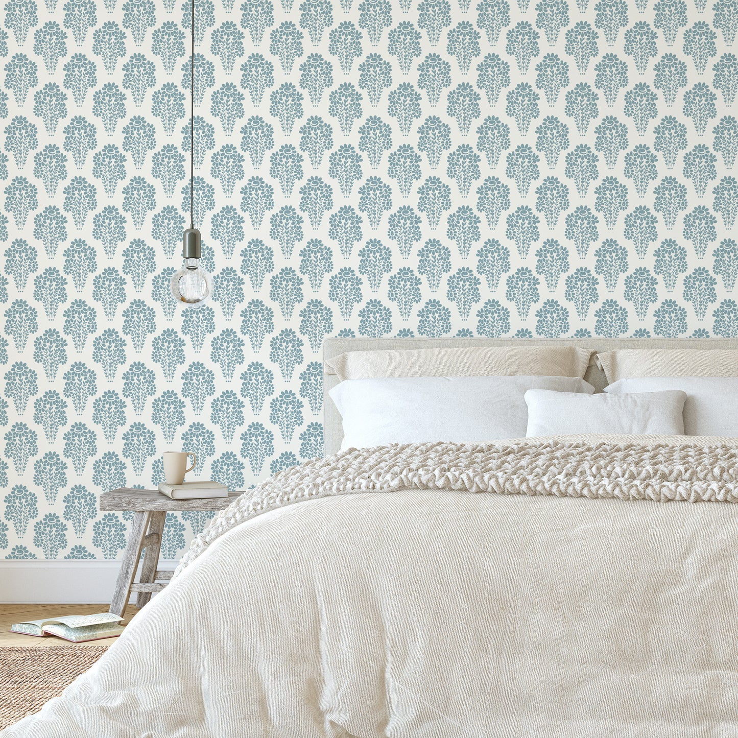 Damask Style Daisy in Blue Hannah's Treasures Design