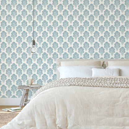 Damask Style Daisy in Blue Hannah's Treasures Design
