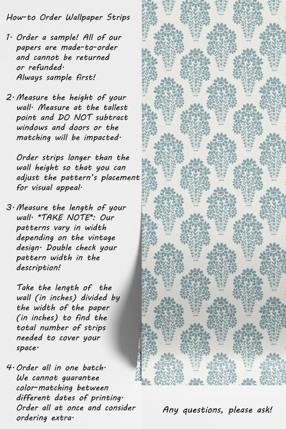 Damask Style Daisy in Blue Hannah's Treasures Design