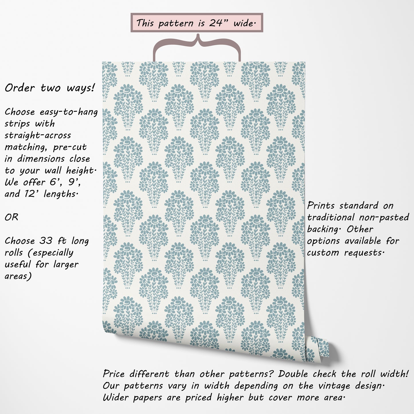 Damask Style Daisy in Blue Hannah's Treasures Design