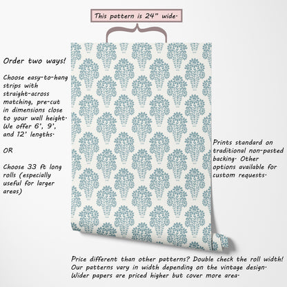 Damask Style Daisy in Blue Hannah's Treasures Design