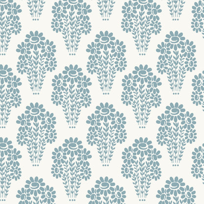 Damask Style Daisy in Blue Hannah's Treasures Design