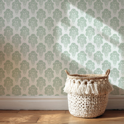 Damask Style Daisy in Green Hannah's Treasures Designs