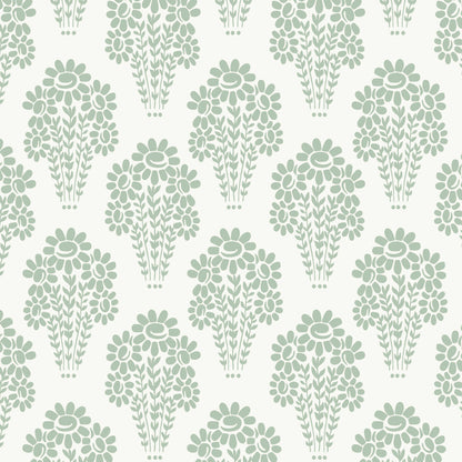 Damask Style Daisy in Green Hannah's Treasures Designs