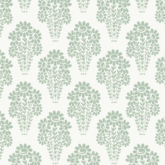 Damask Style Daisy in Green Hannah's Treasures Designs