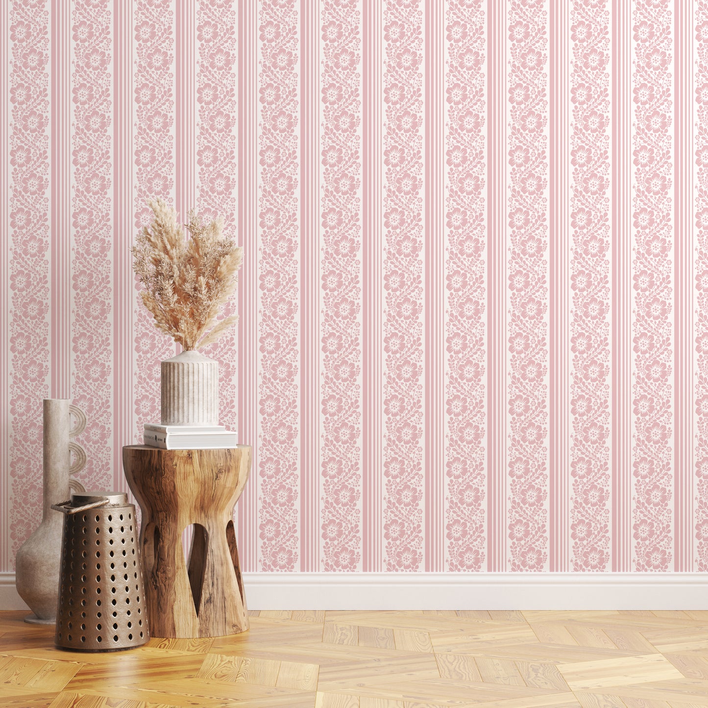 Climbing Floral Stripe Pink Hannah's Treasures Designs