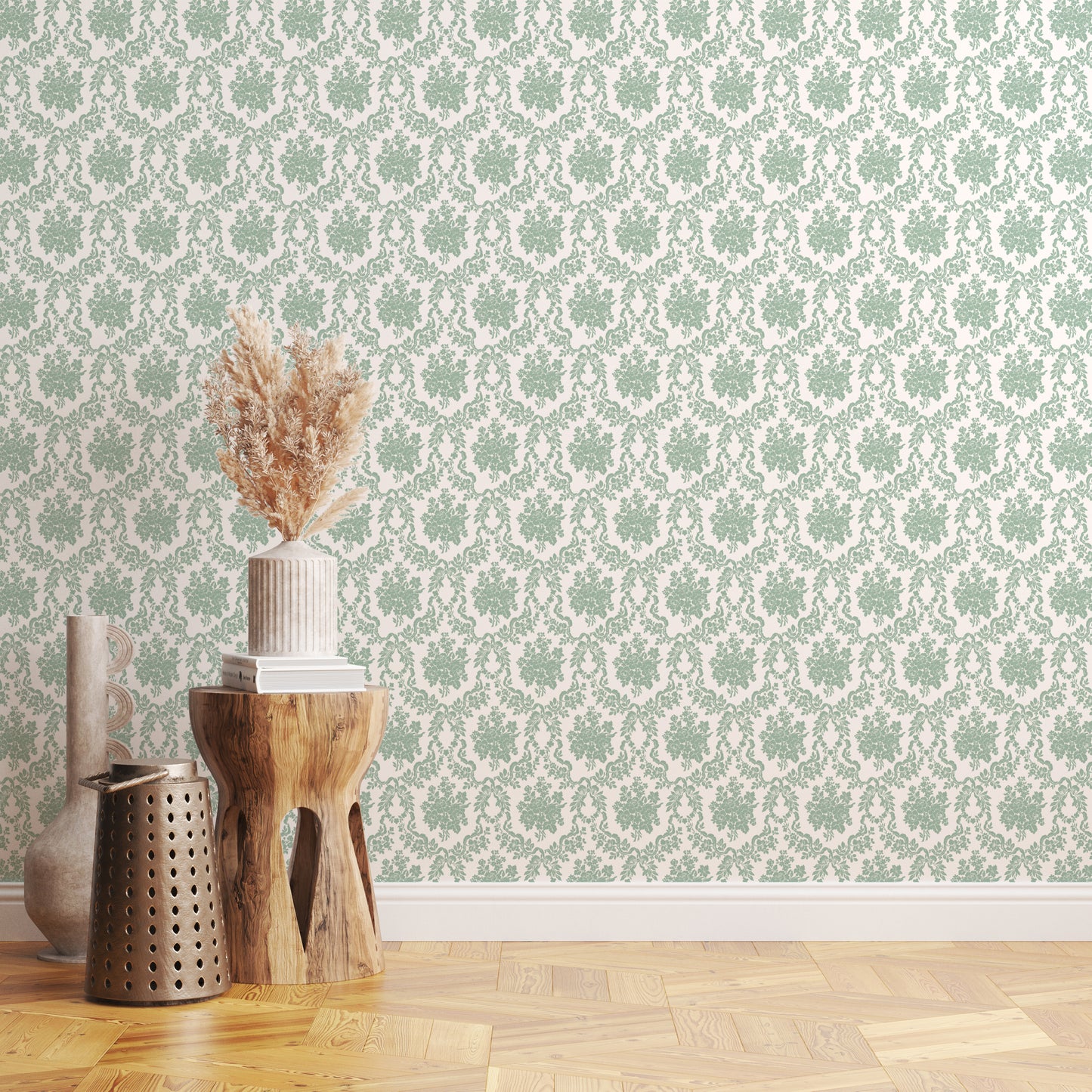 Victorian Floral Damask in Green Hannah's Treasures Designs