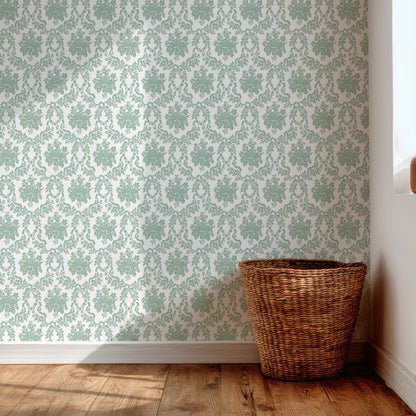 Victorian Floral Damask in Green Hannah's Treasures Designs