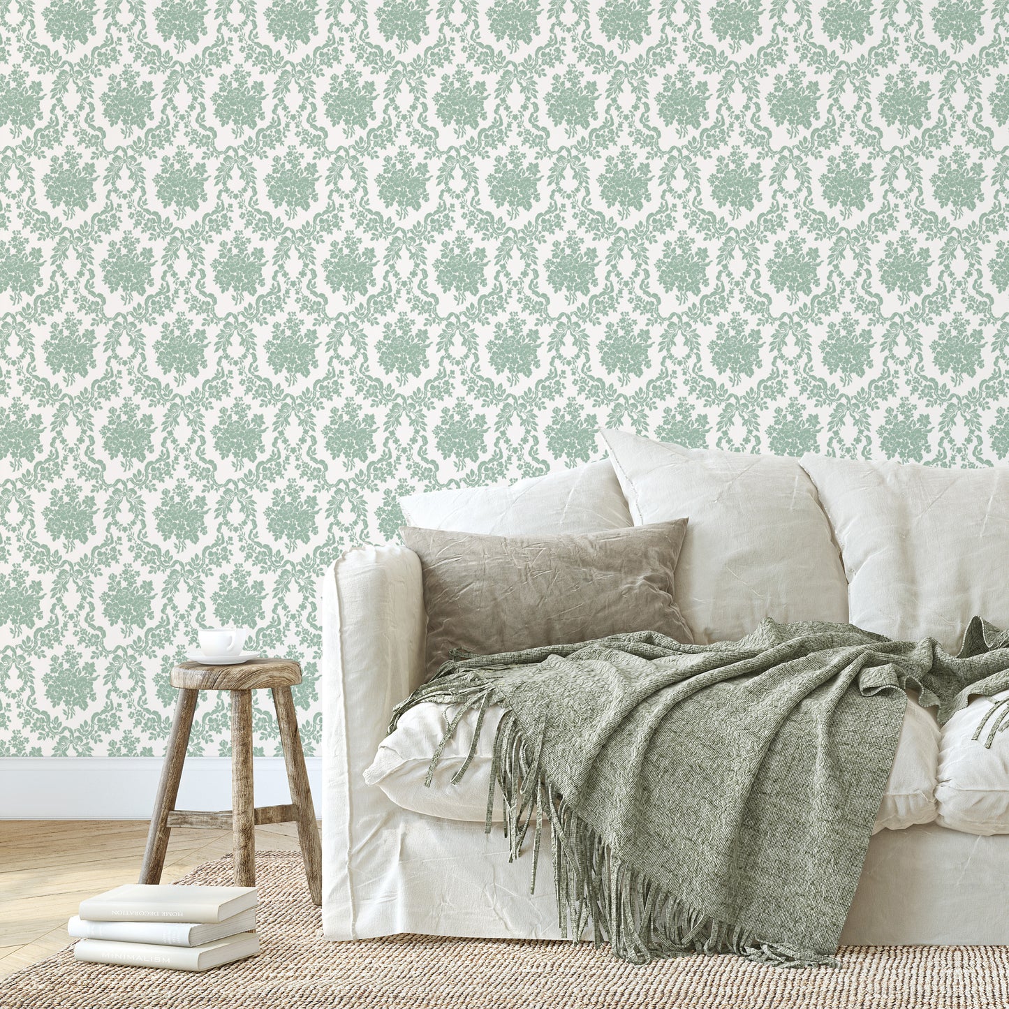 Victorian Floral Damask in Green Hannah's Treasures Designs