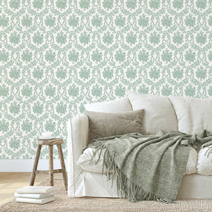 Victorian Floral Damask in Green Hannah's Treasures Designs