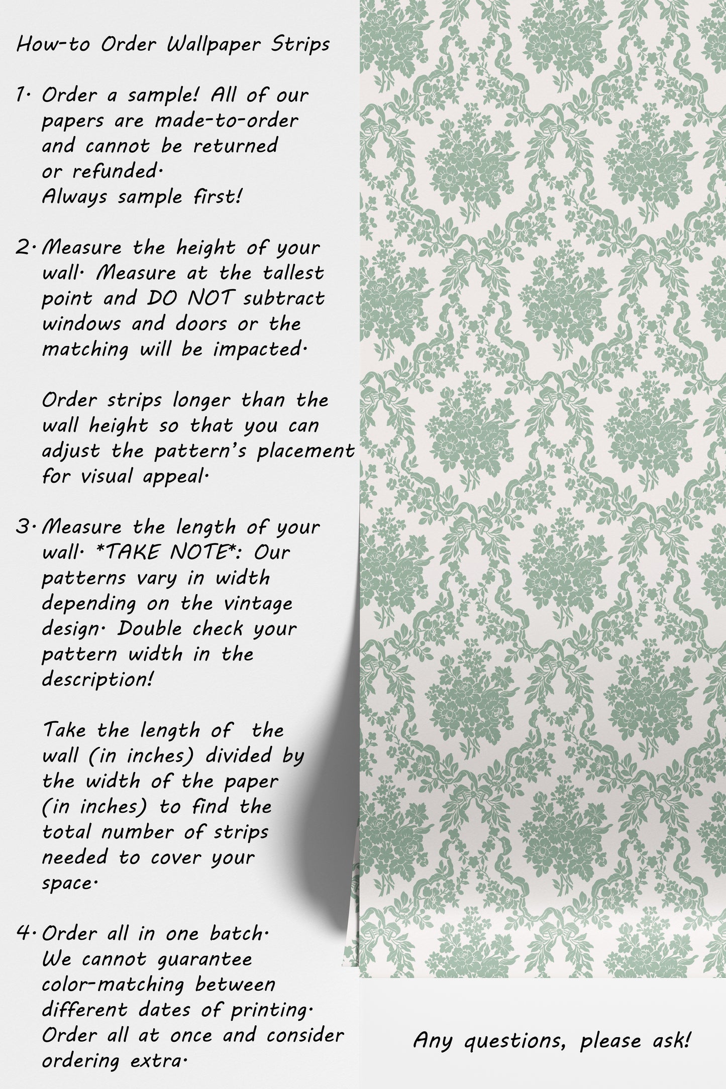 Victorian Floral Damask in Green Hannah's Treasures Designs