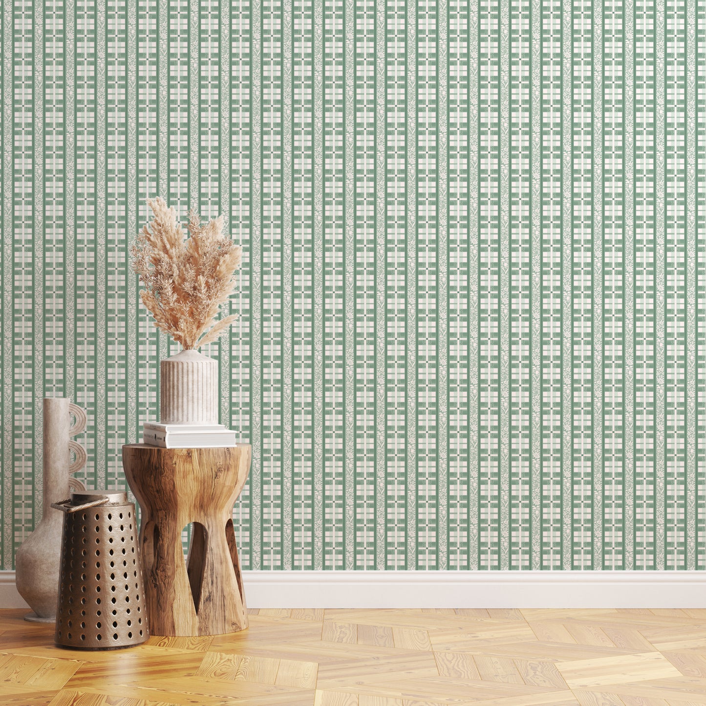 Cutesy Floral Plaid in Green Hannah's Treasures Designs