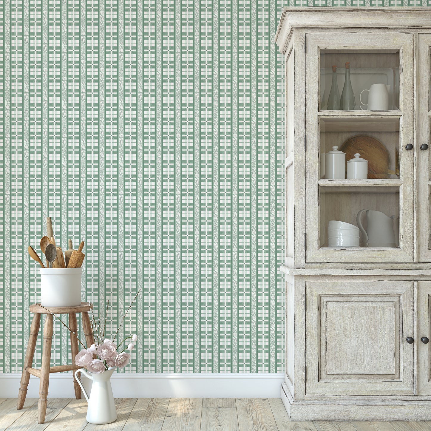 Cutesy Floral Plaid in Green Hannah's Treasures Designs