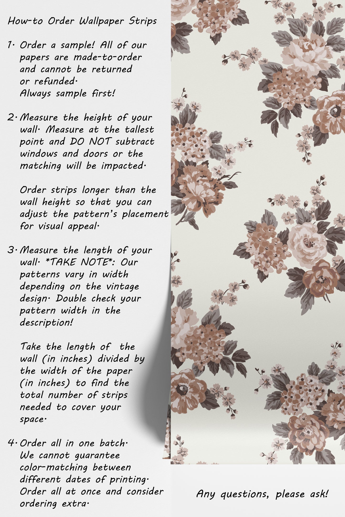 Large Romantic Roses and Hydrangeas in Cocoa and Cream Hannah's Treasures Design