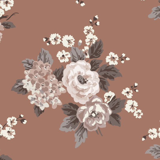 Large Romantic Roses and Hydrangeas in Mocha Mousse Hannah's Treasures Design